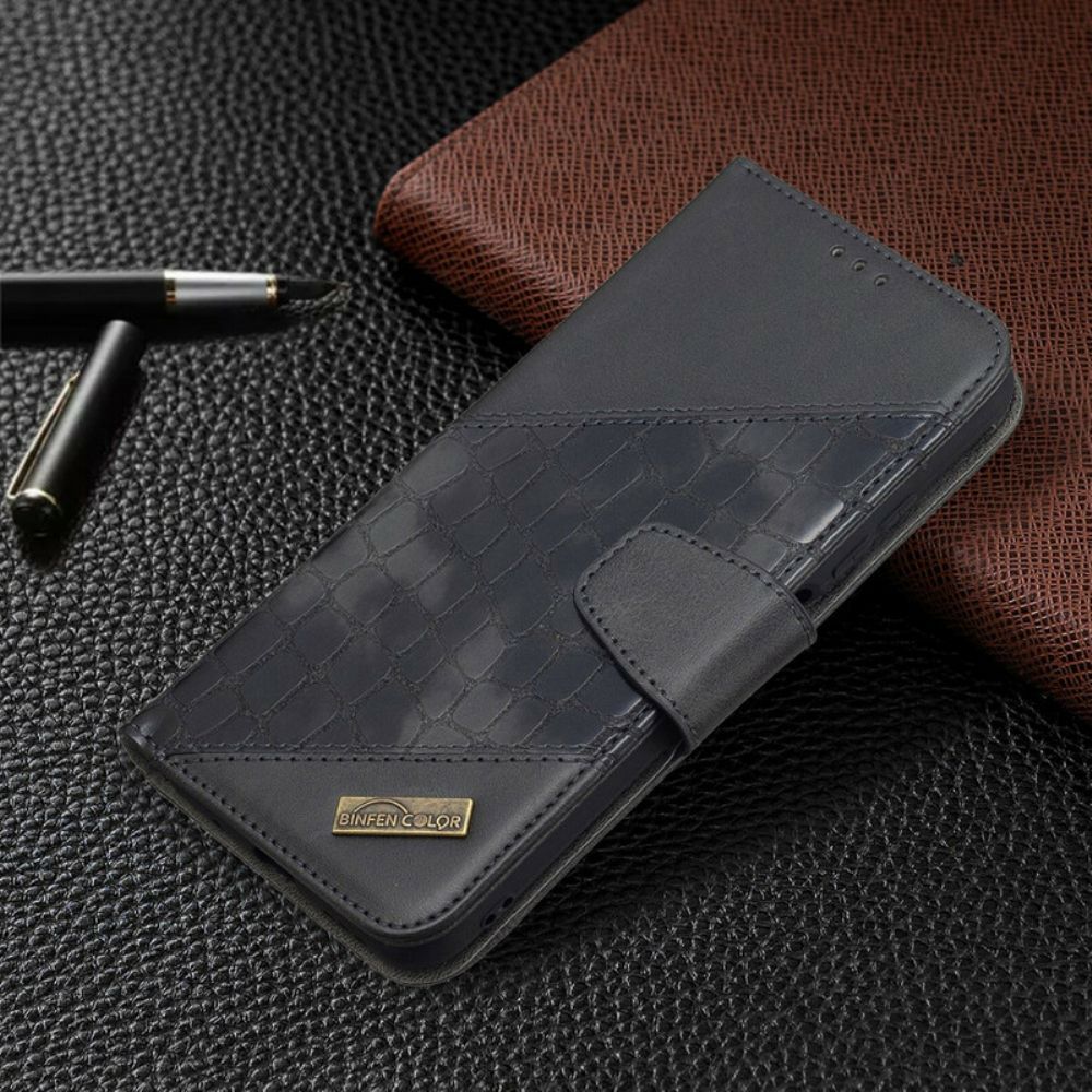 Folio-hoesje voor Xiaomi Redmi Note 10 5G / Poco M3 Pro 5G Klassiek Krokodillenleereffect