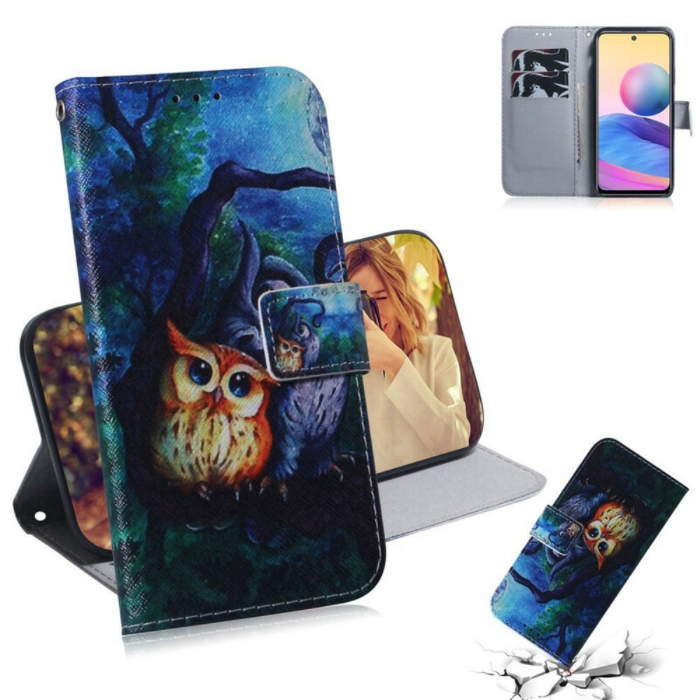 Folio-hoesje voor Xiaomi Redmi Note 10 5G / Poco M3 Pro 5G Uilen Schilderen