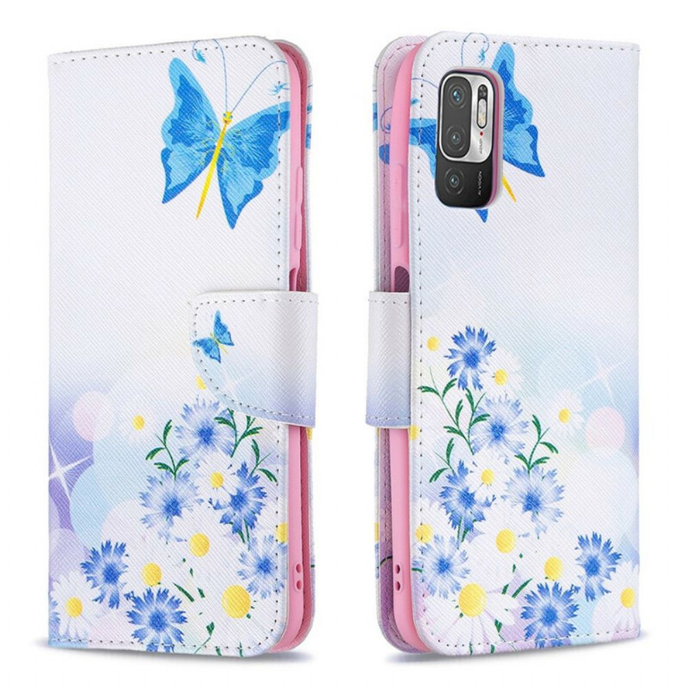 Folio-hoesje voor Xiaomi Redmi Note 10 5G / Poco M3 Pro 5G Vlinders En Bloemen