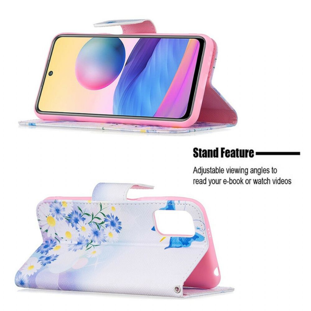 Folio-hoesje voor Xiaomi Redmi Note 10 5G / Poco M3 Pro 5G Vlinders En Bloemen