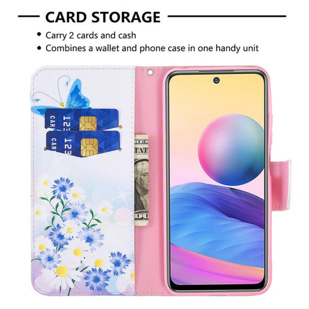 Folio-hoesje voor Xiaomi Redmi Note 10 5G / Poco M3 Pro 5G Vlinders En Bloemen