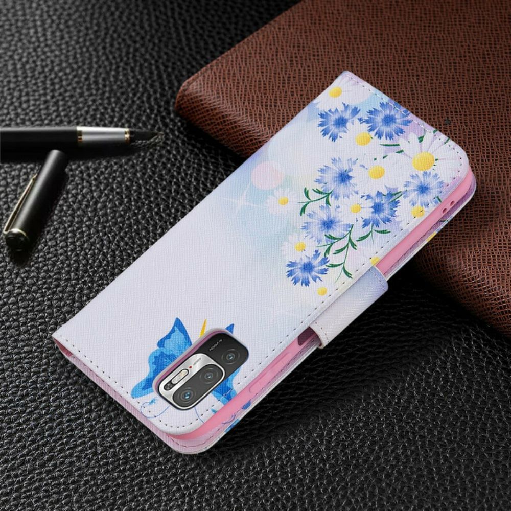 Folio-hoesje voor Xiaomi Redmi Note 10 5G / Poco M3 Pro 5G Vlinders En Bloemen
