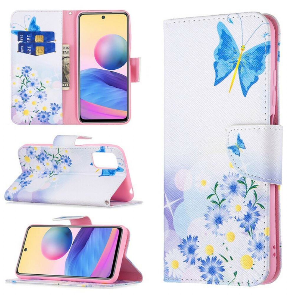 Folio-hoesje voor Xiaomi Redmi Note 10 5G / Poco M3 Pro 5G Vlinders En Bloemen
