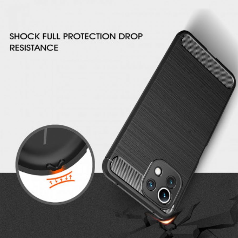 Hoesje voor Xiaomi Redmi Note 10 5G / Poco M3 Pro 5G Geborstelde Koolstofvezel