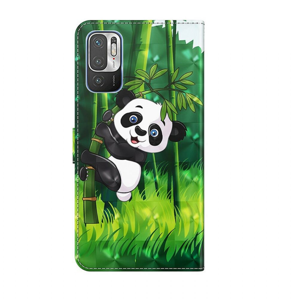 Leren Hoesje voor Xiaomi Redmi Note 10 5G / Poco M3 Pro 5G Panda En Bamboe