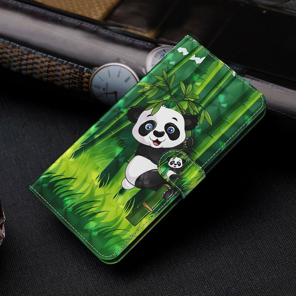 Leren Hoesje voor Xiaomi Redmi Note 10 5G / Poco M3 Pro 5G Panda En Bamboe