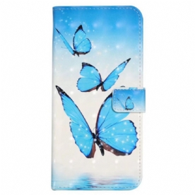 Flip Case Leren Poco C85 Drie Vlinders