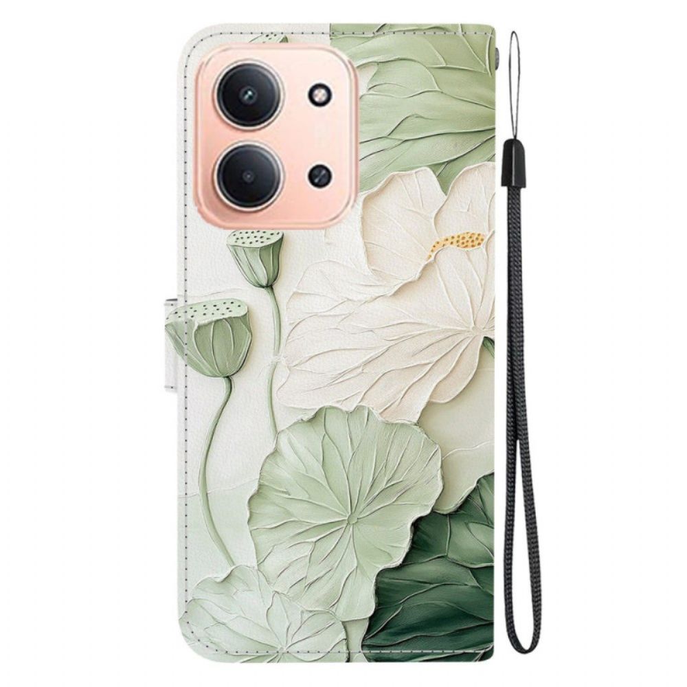 Flip Case Leren Poco C85 Groene Bloemen