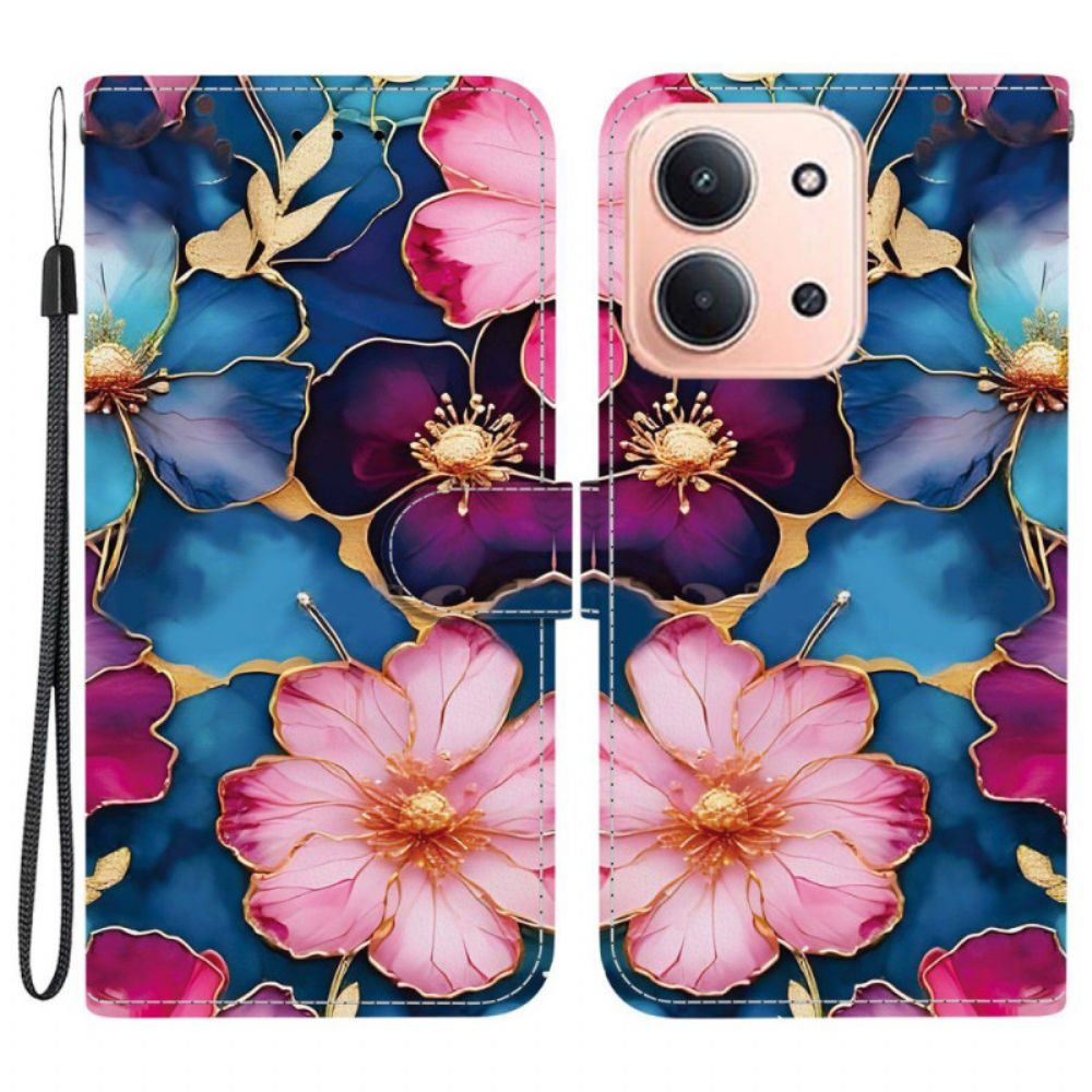 Flip Case Leren Poco C85 Kleurrijk Bloemenarrangement