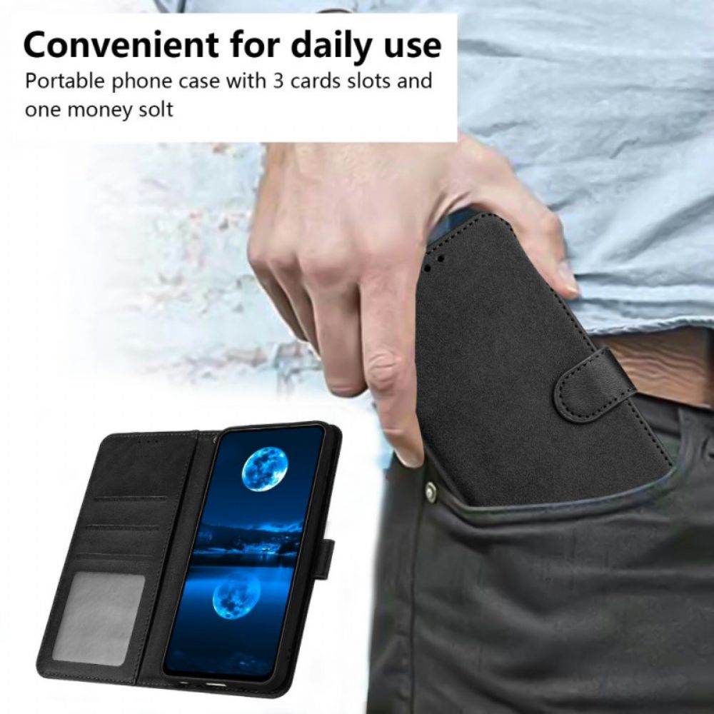 Flip Case Leren Poco C85 Leereffect Met Bandje