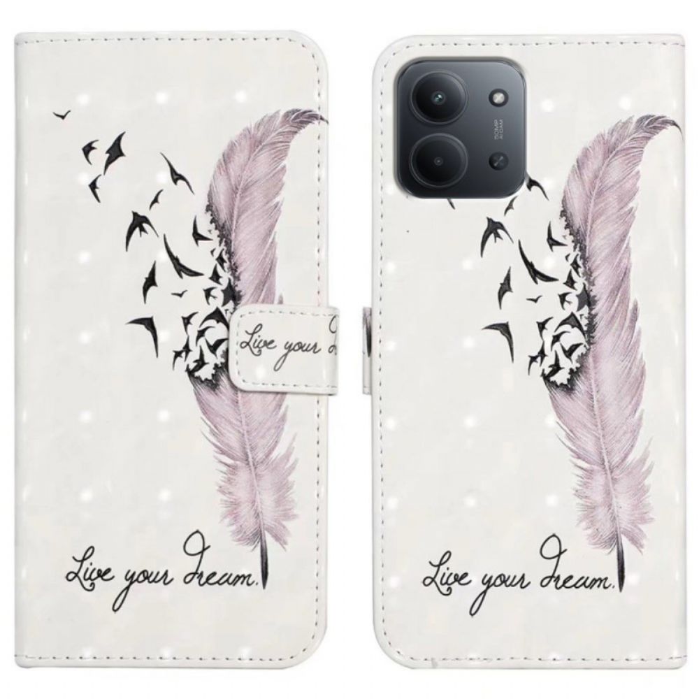 Flip Case Leren Poco C85 Roze Veer