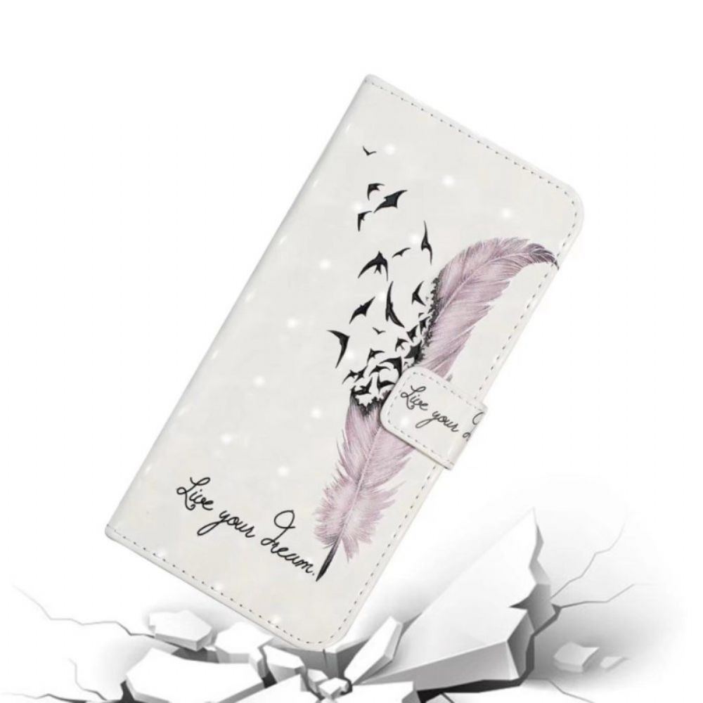 Flip Case Leren Poco C85 Roze Veer