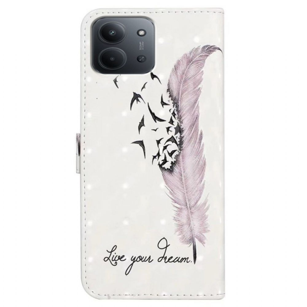 Flip Case Leren Poco C85 Roze Veer