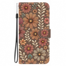 Folio-hoesje Poco C85 Bruine Bloemen