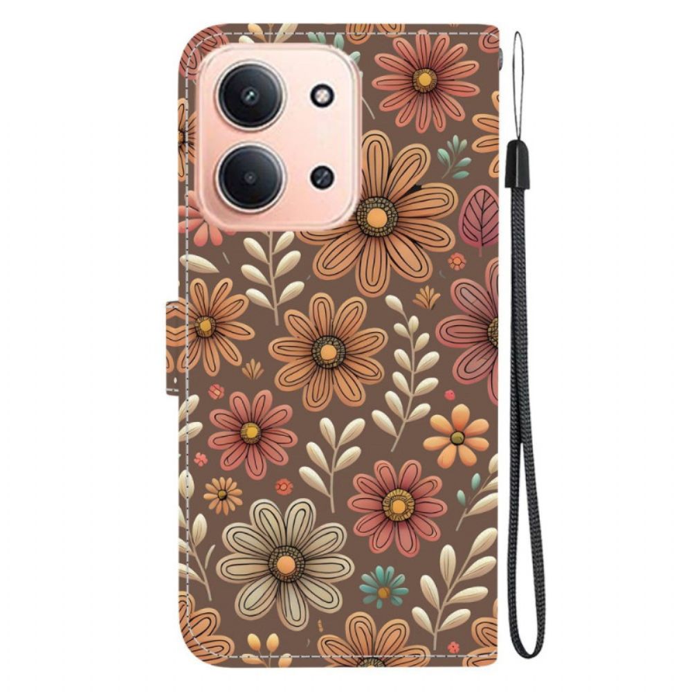 Folio-hoesje Poco C85 Bruine Bloemen