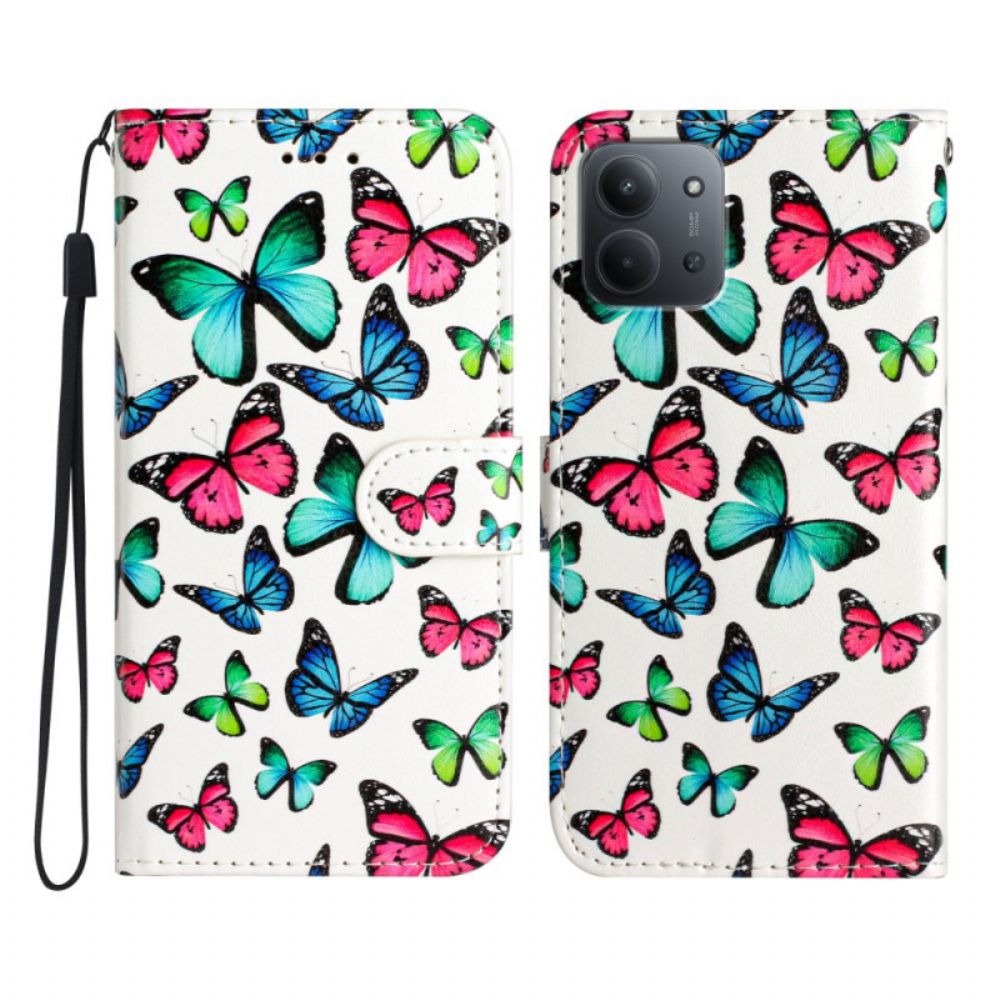 Folio-hoesje Poco C85 Telefoonhoesje Kleurrijke Vlinders