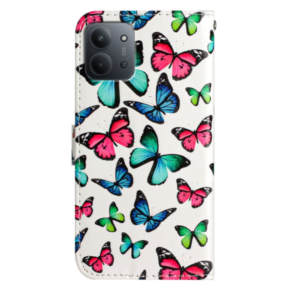 Folio-hoesje Poco C85 Telefoonhoesje Kleurrijke Vlinders