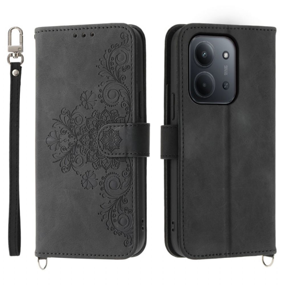 Folio-hoesje Poco C85 Telefoonhoesje Suède Kanteffect