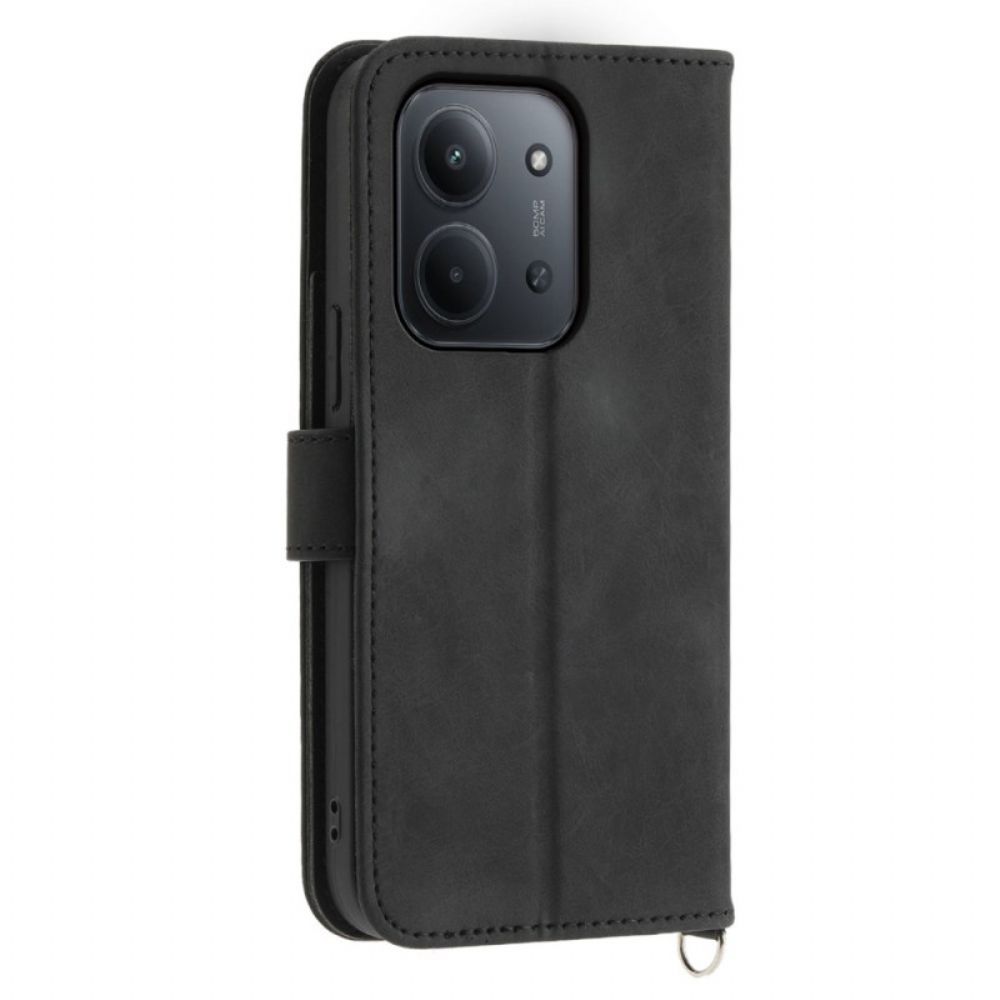 Folio-hoesje Poco C85 Telefoonhoesje Suède Kanteffect