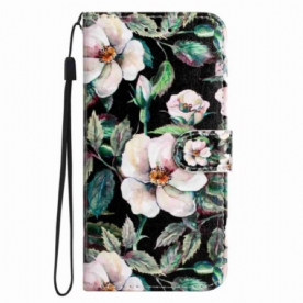 Folio-hoesje Poco C85 Witte Bloemen