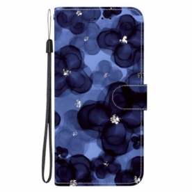 Leren Hoesje Poco C85 Blauwe Bloemen Bescherming Hoesje