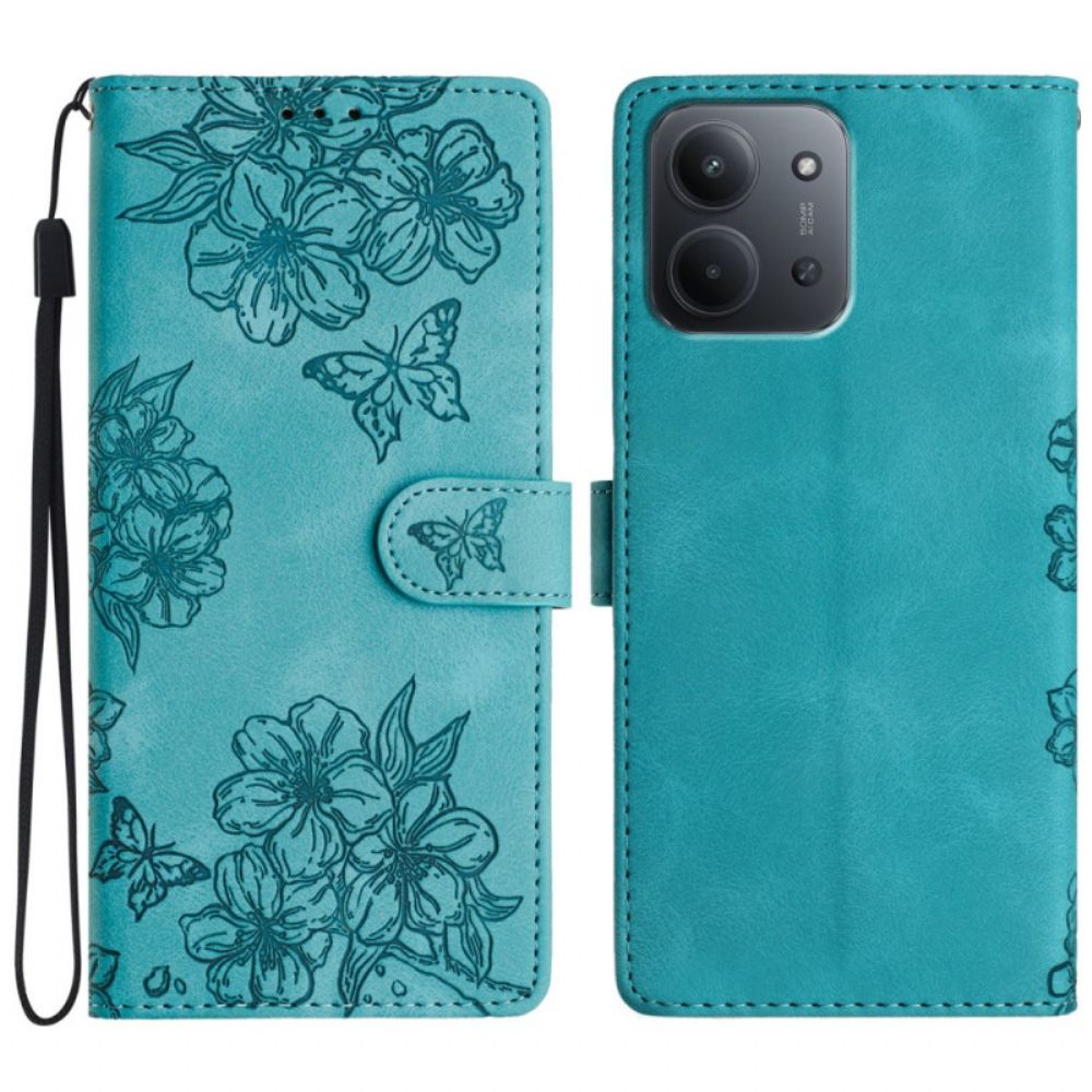 Leren Hoesje Poco C85 Bloemenprint