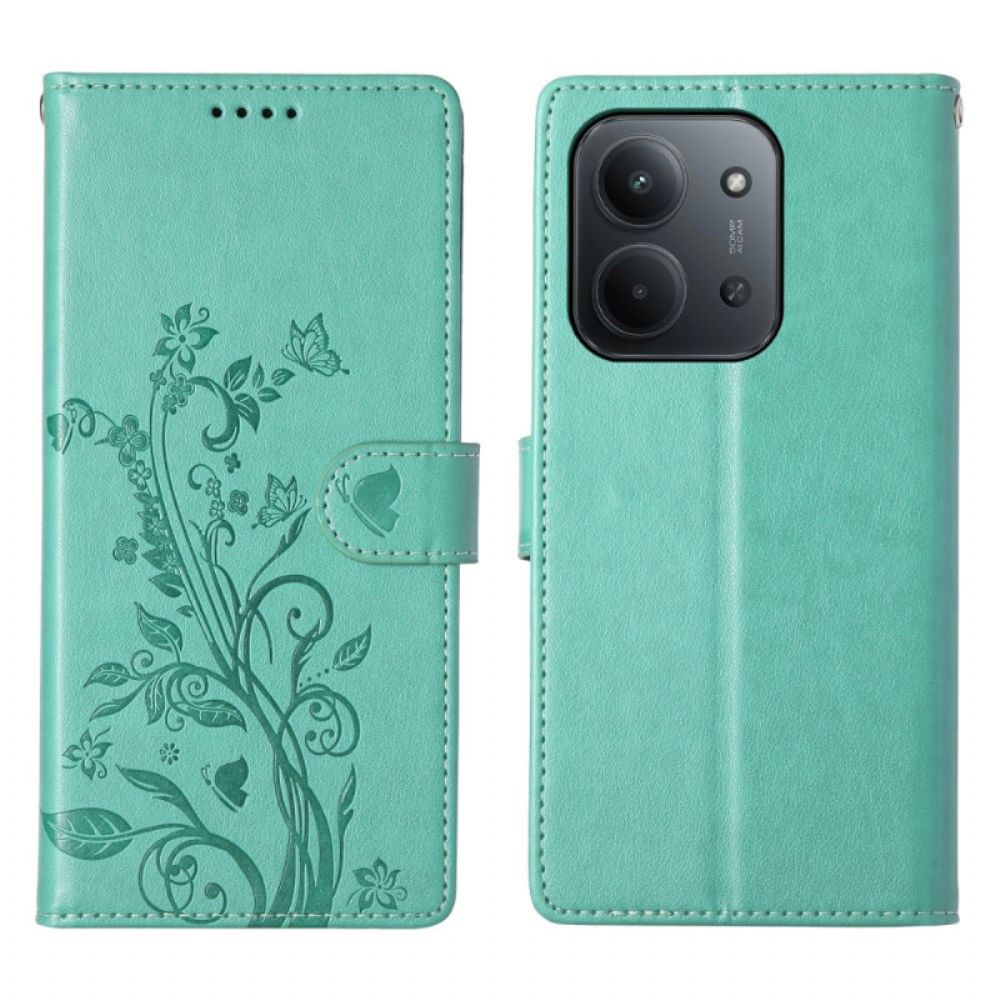 Leren Hoesje Poco C85 Bloemenprint Bescherming Hoesje