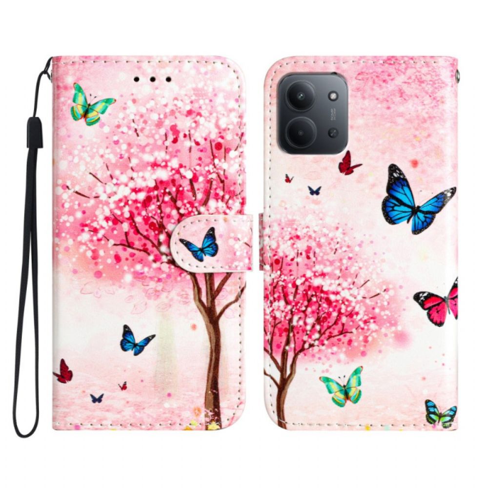 Leren Hoesje Poco C85 Kersenbloesem Bescherming Hoesje