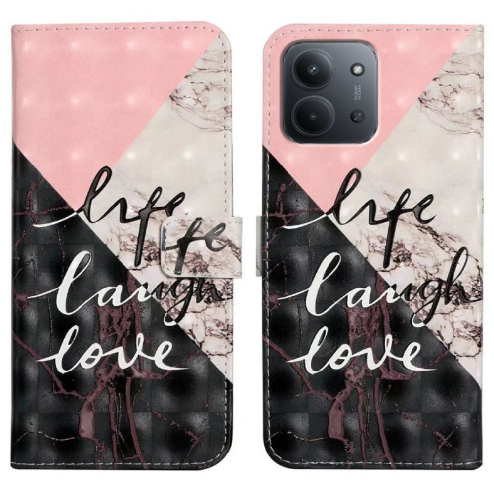 Leren Hoesje Poco C85 Leven Lachen Liefde Bescherming Hoesje