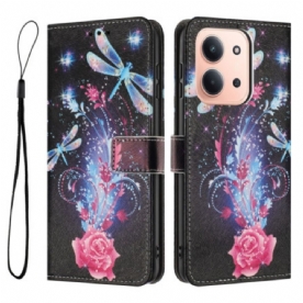 Leren Hoesje Poco C85 Libellen Bescherming Hoesje