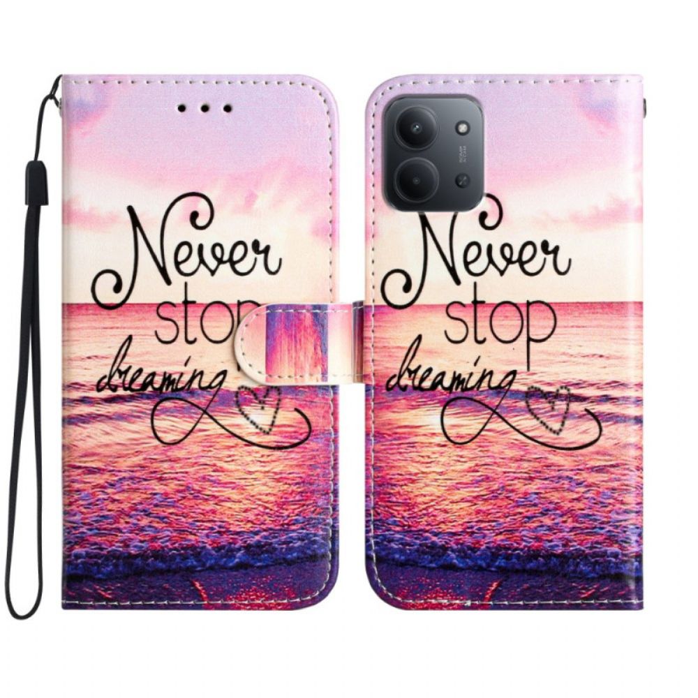 Leren Hoesje Poco C85 Nooit Stoppen Met Dromen