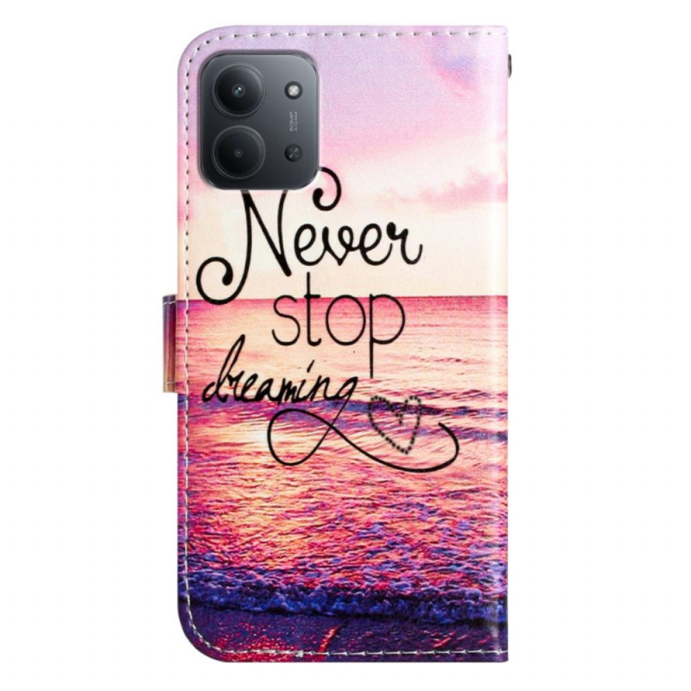 Leren Hoesje Poco C85 Nooit Stoppen Met Dromen