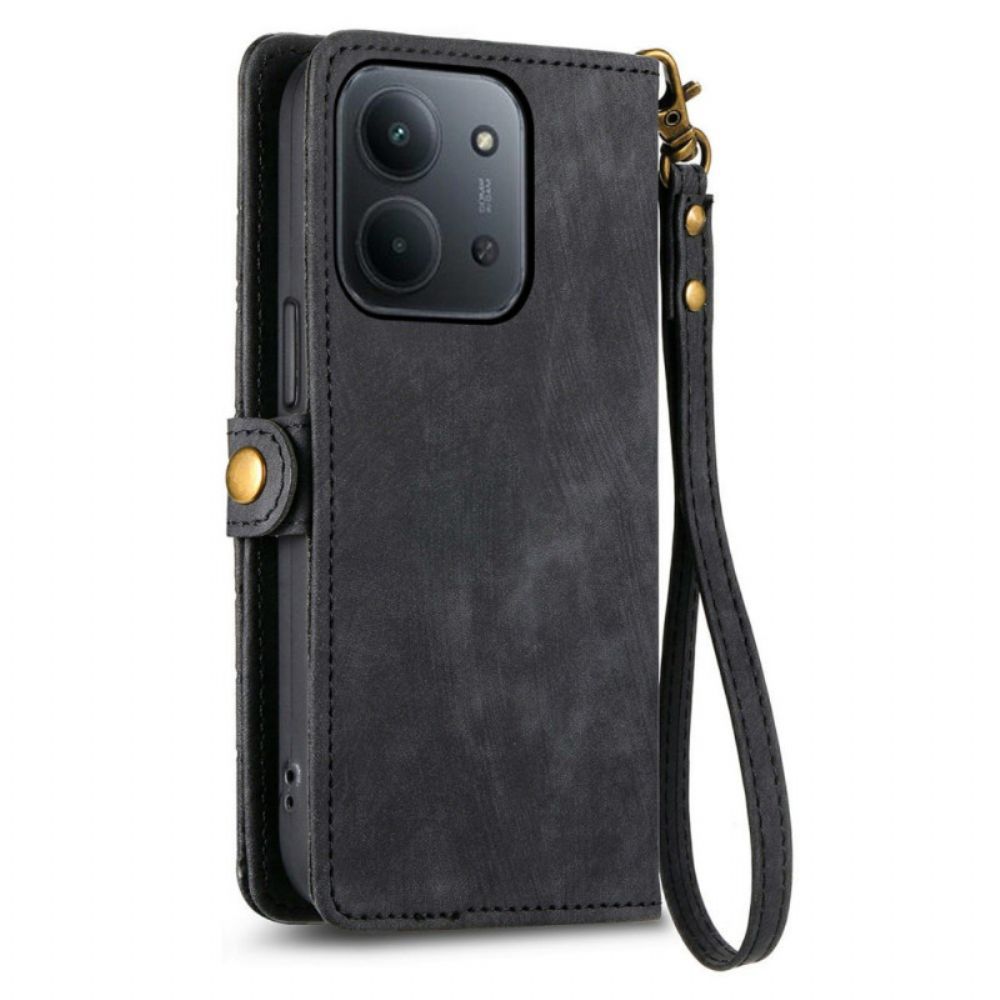 Leren Hoesje Voor Poco C85 Geometrische Portemonnee