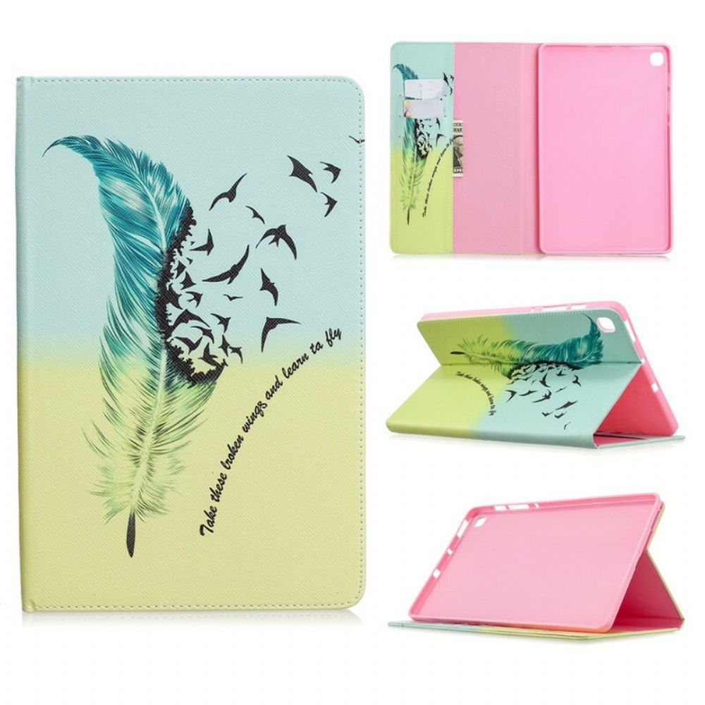 Cover voor Samsung Galaxy Tab S6 Lite Leren Vliegen Met Veren