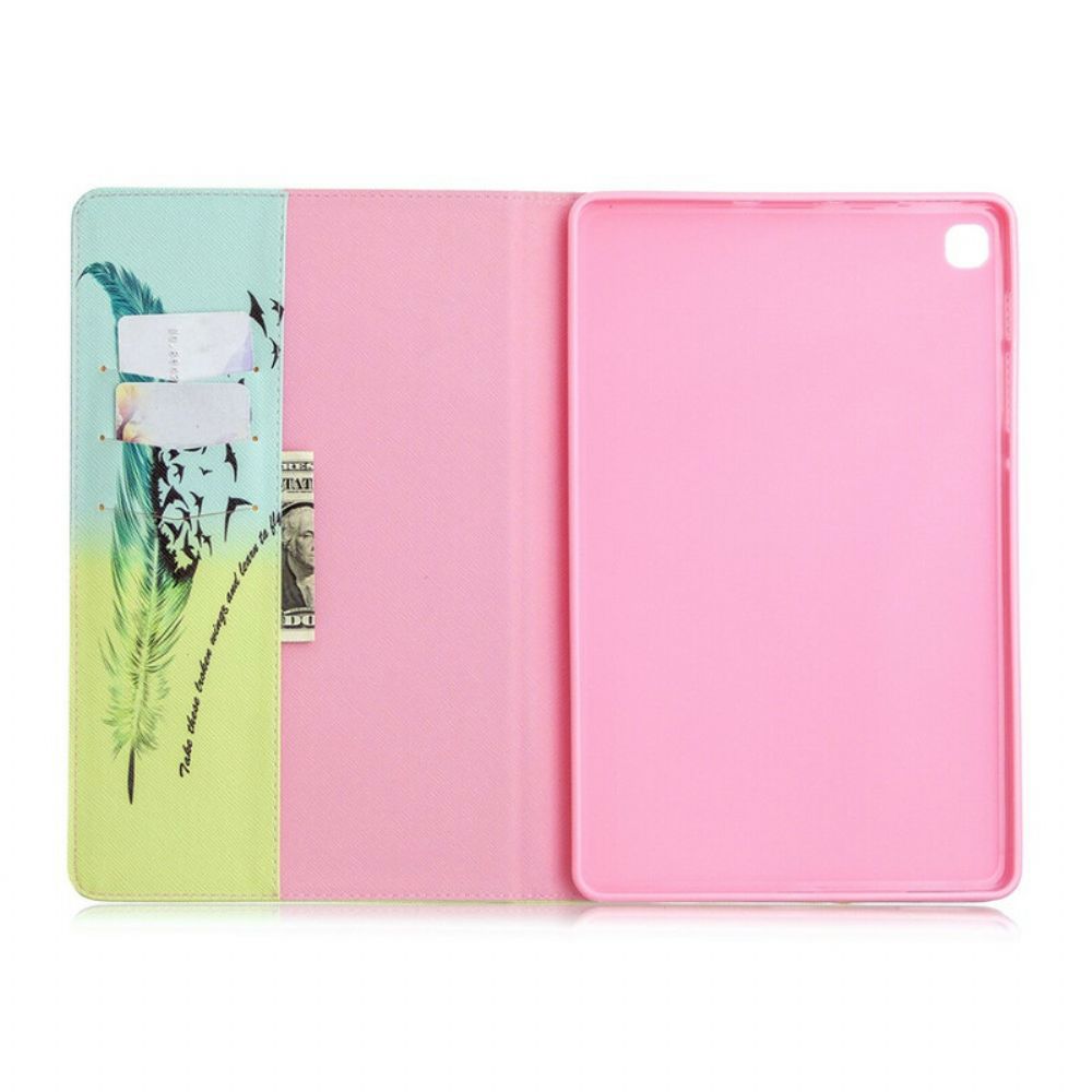 Cover voor Samsung Galaxy Tab S6 Lite Leren Vliegen Met Veren