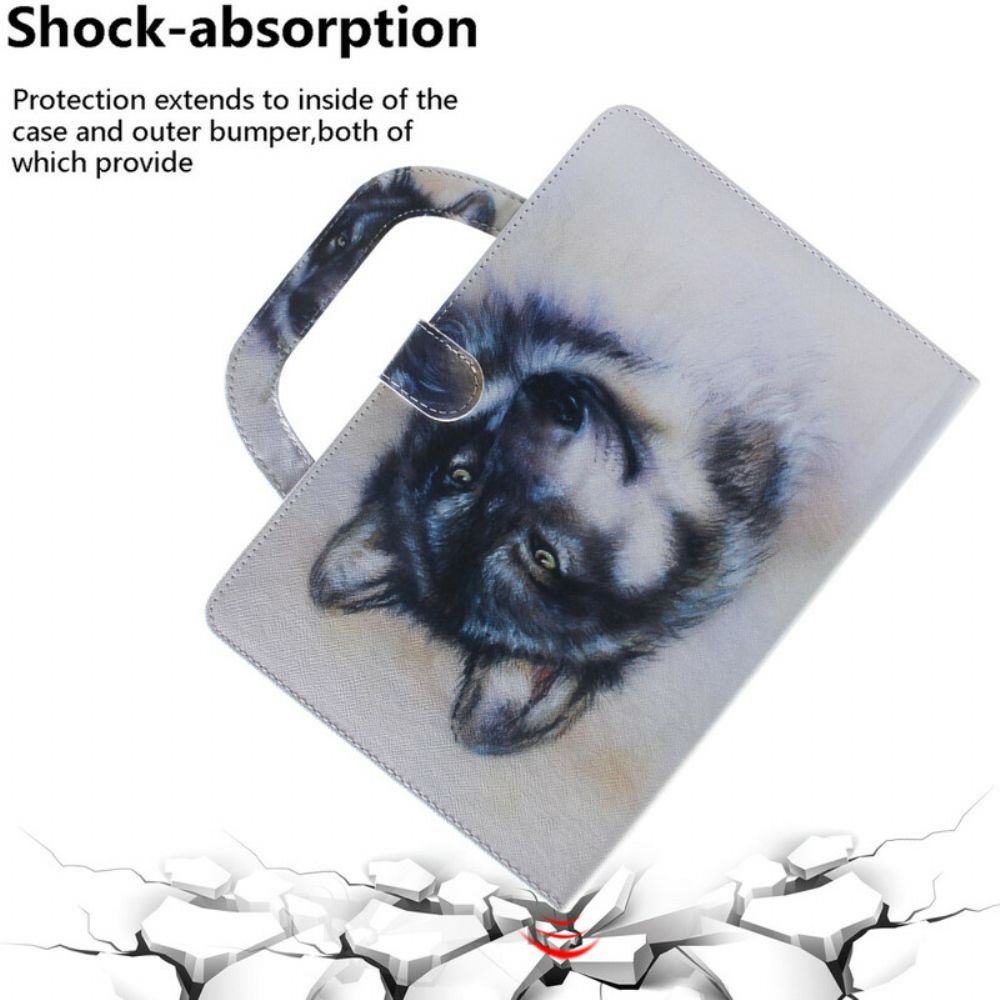 Flip Case voor Samsung Galaxy Tab S6 Lite Wolf Met Handvat