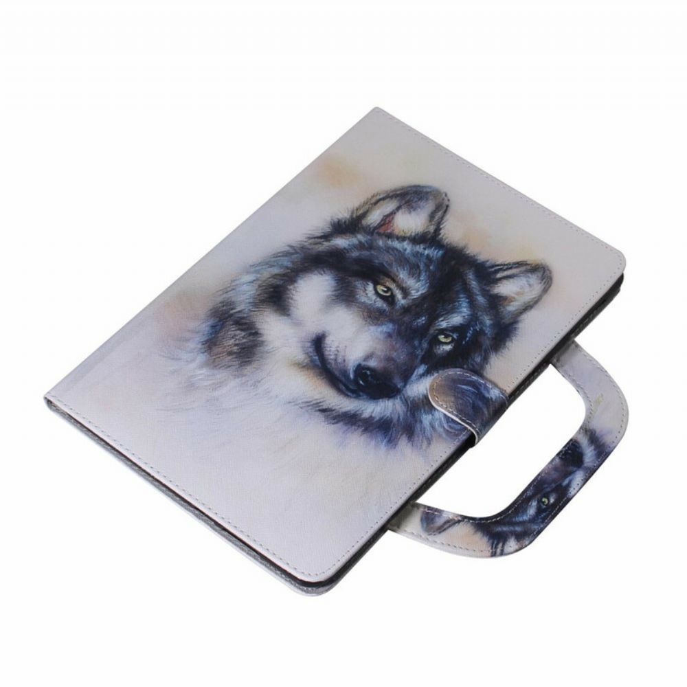 Flip Case voor Samsung Galaxy Tab S6 Lite Wolf Met Handvat
