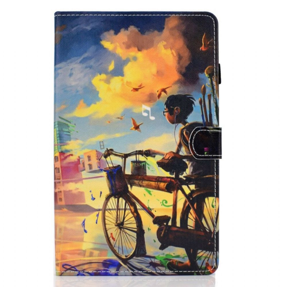 Leren Hoesje voor Samsung Galaxy Tab S6 Lite Fietskunst