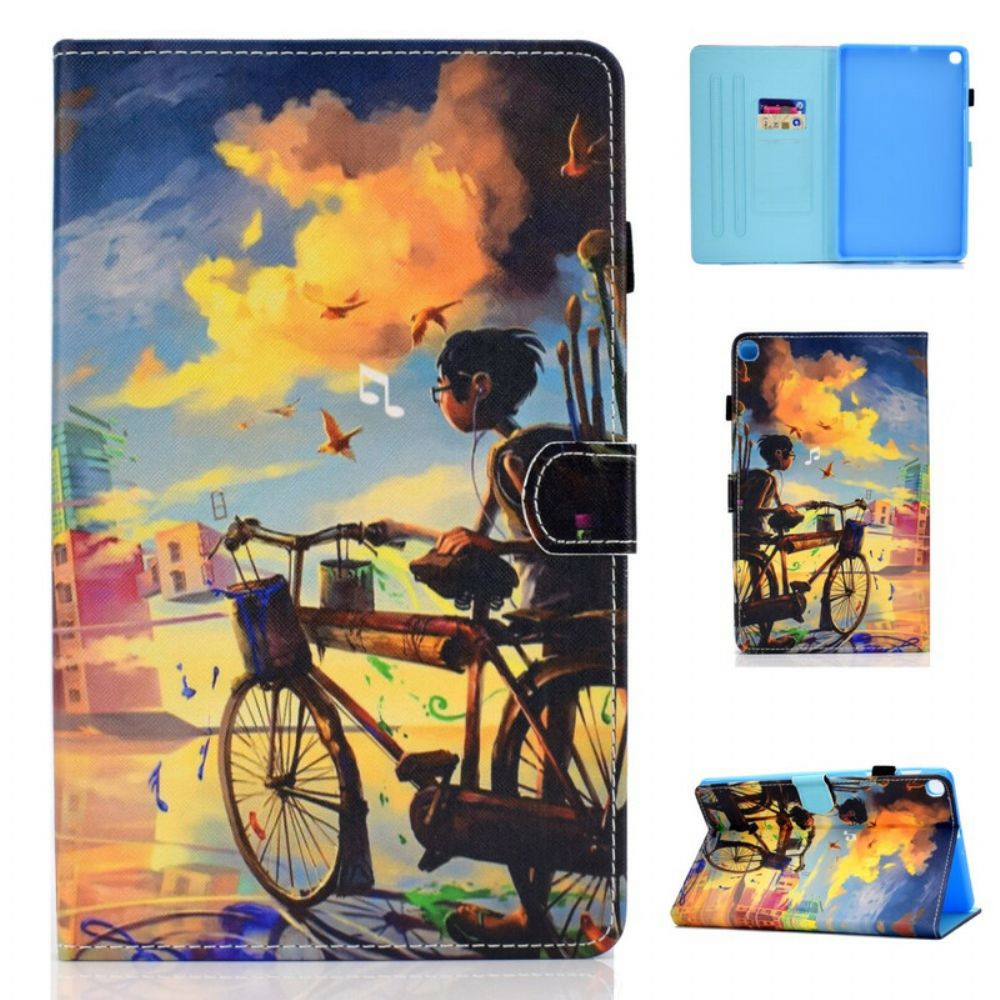 Leren Hoesje voor Samsung Galaxy Tab S6 Lite Fietskunst