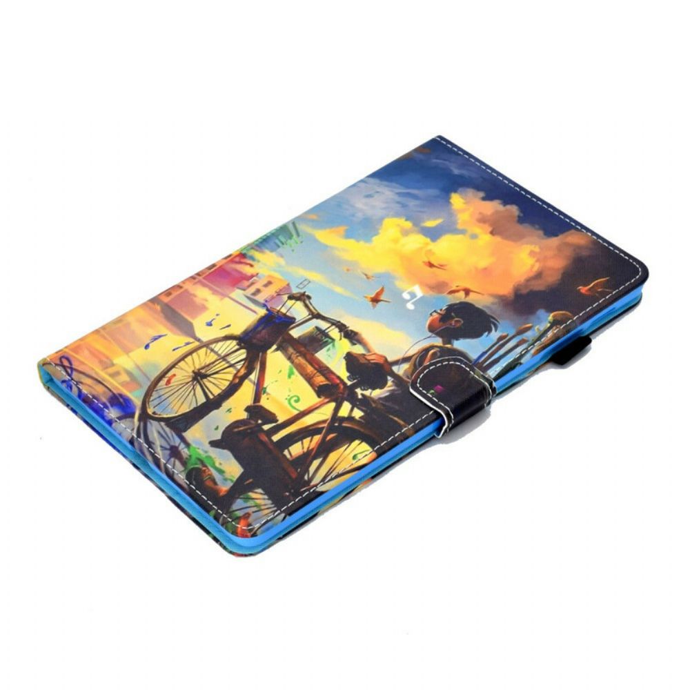 Leren Hoesje voor Samsung Galaxy Tab S6 Lite Fietskunst