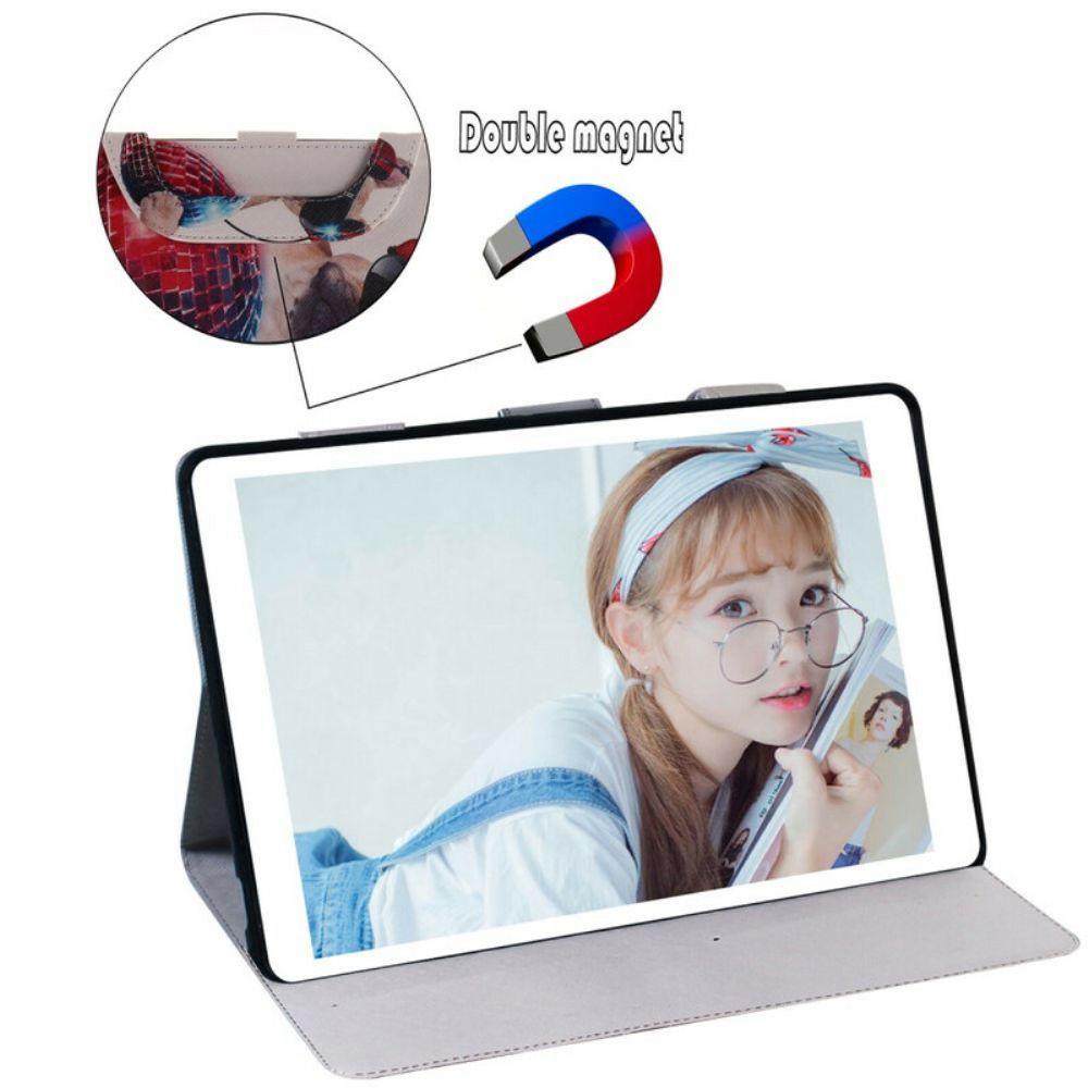 Leren Hoesje voor Samsung Galaxy Tab S6 Lite Funky Hond Met Handvat