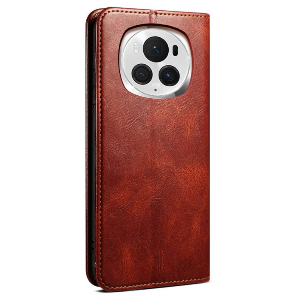 Folio-hoesje Honor Magic 6 Pro Gewaxt Imitatieleer Bescherming Hoesje