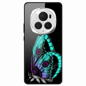 Hoesje Honor Magic 6 Pro Lichtgroen Vlindergehard Glas