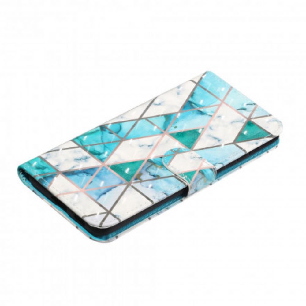 Folio-hoesje voor Samsung Galaxy S21 Ultra 5G Met Ketting Marmeren Lichtstripspots