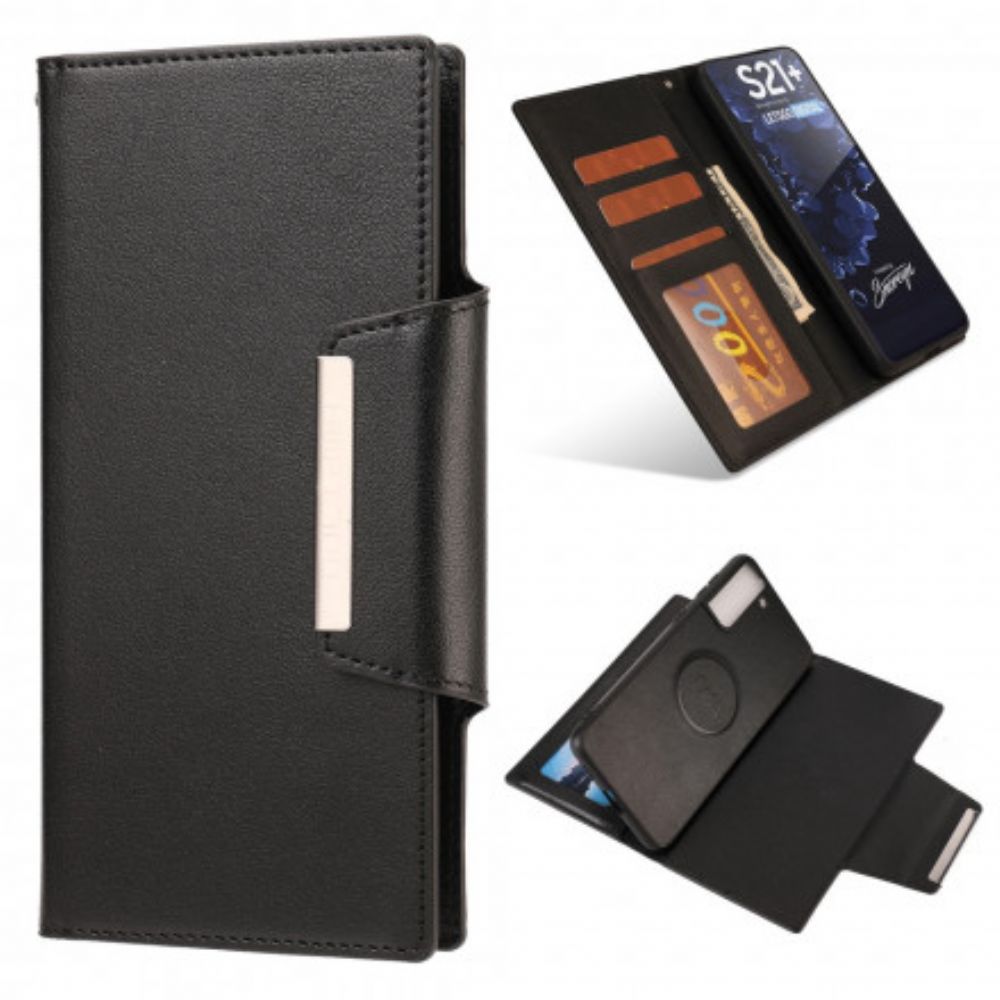 Hoesje Flip Case voor Samsung Galaxy S21 Ultra 5G Afneembare Zilveren Sluiting