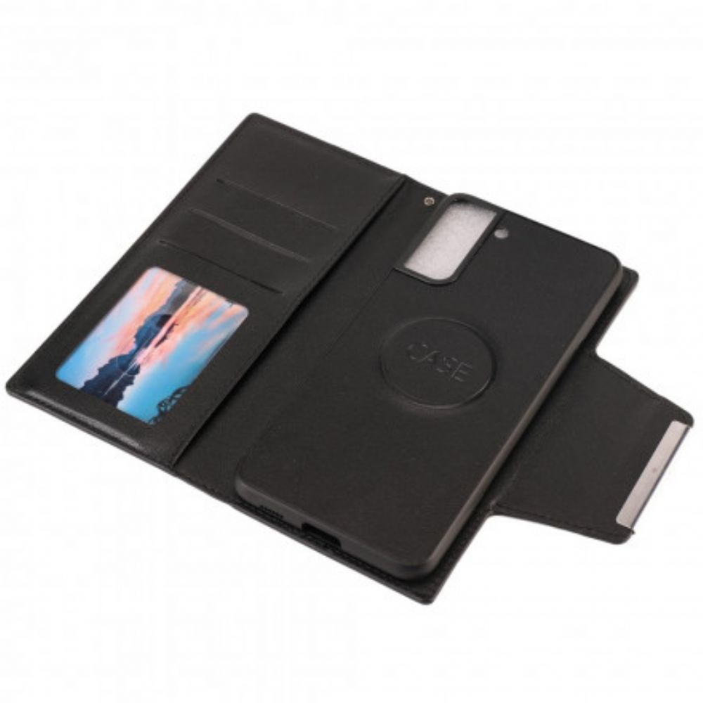 Hoesje Flip Case voor Samsung Galaxy S21 Ultra 5G Afneembare Zilveren Sluiting