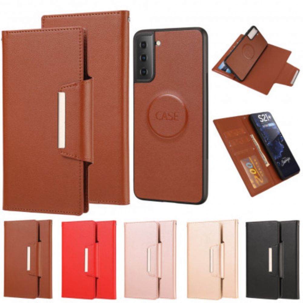 Hoesje Flip Case voor Samsung Galaxy S21 Ultra 5G Afneembare Zilveren Sluiting
