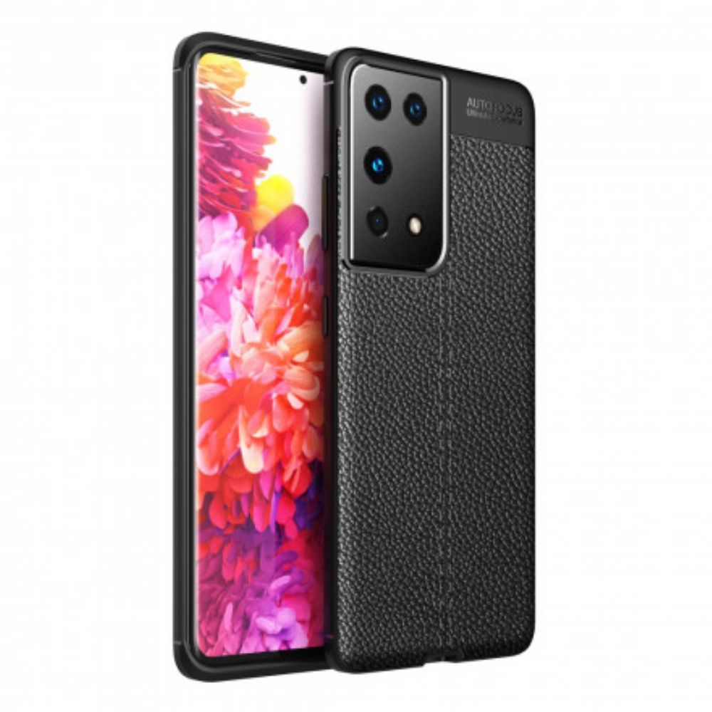 Hoesje voor Samsung Galaxy S21 Ultra 5G Dubbele Lijn Litchi Leder Effect
