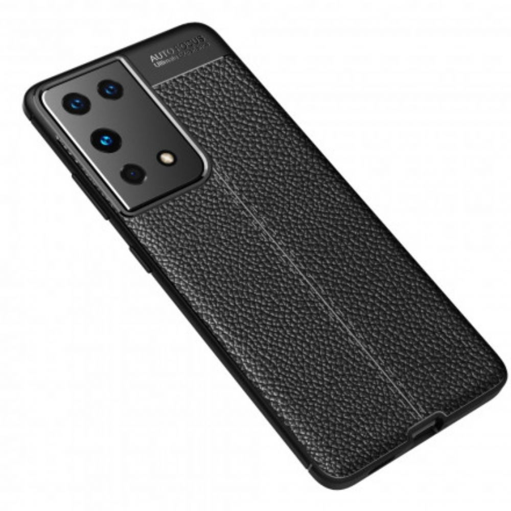 Hoesje voor Samsung Galaxy S21 Ultra 5G Dubbele Lijn Litchi Leder Effect