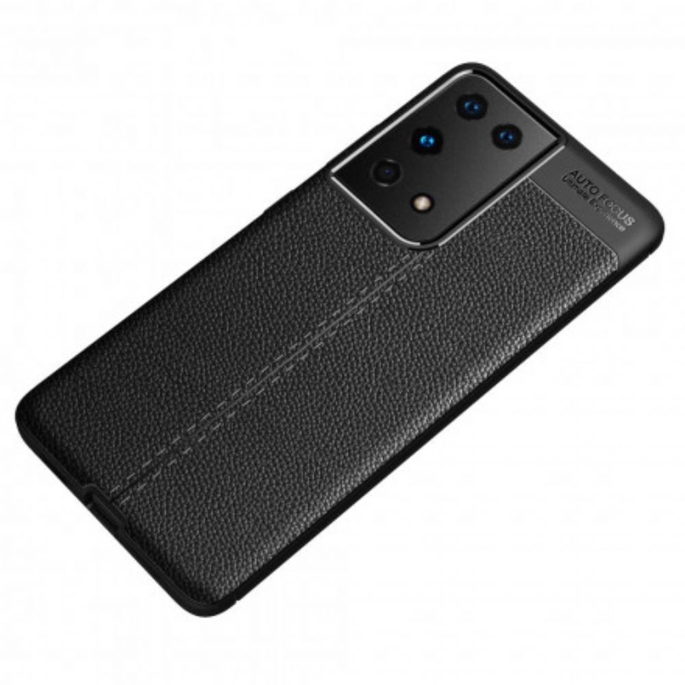 Hoesje voor Samsung Galaxy S21 Ultra 5G Dubbele Lijn Litchi Leder Effect